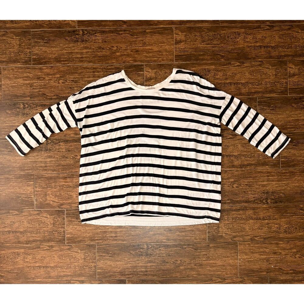 Banana Republic Black & White Striped Boxy Tee